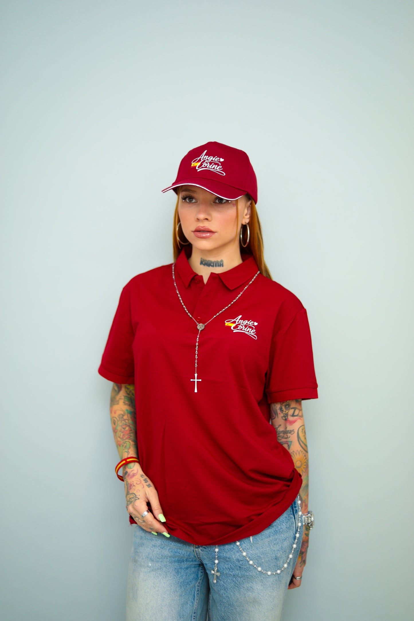 Polo Angie Corine - Rojo burdeos